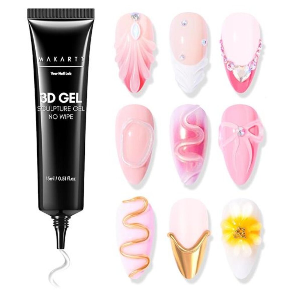 3D Nail Gel - Nail Art Sculpting Gel Nail Glue 15g No Wipe Clear Gel Polish
